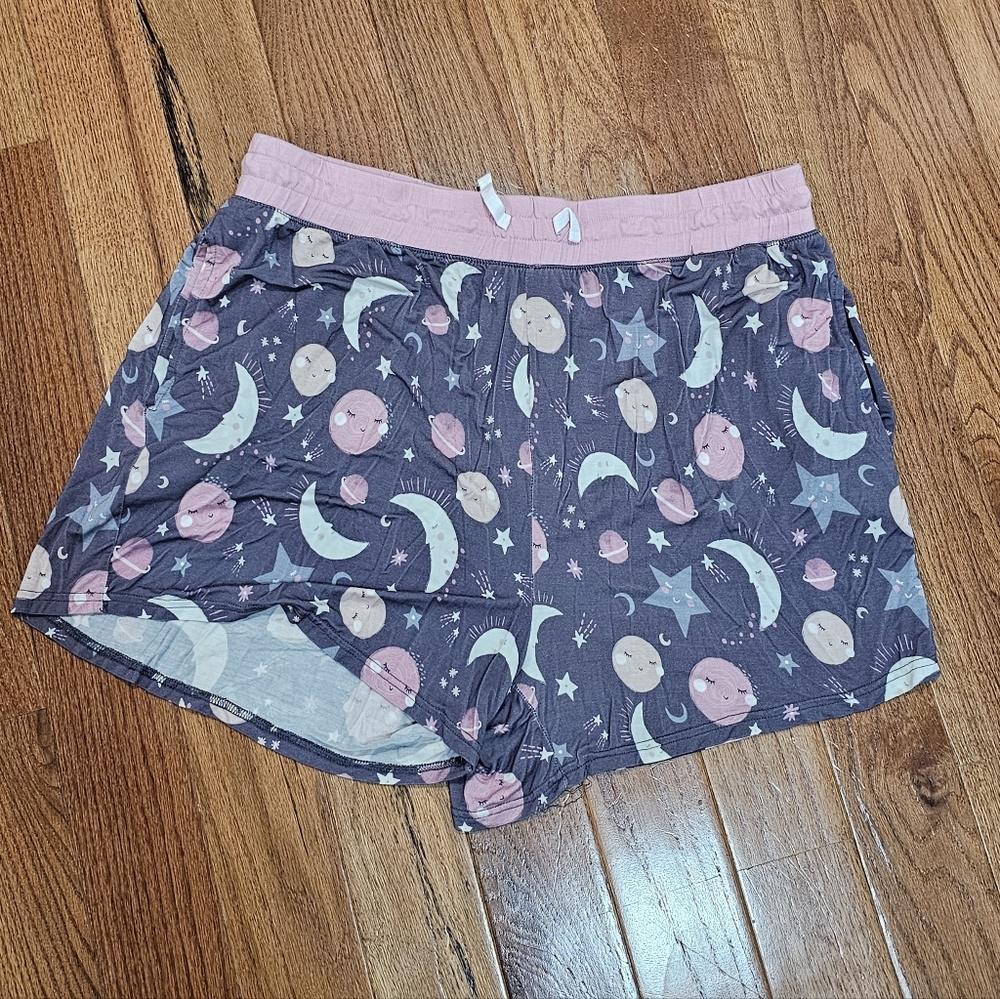 Little Sleepies Pink To The Moon And Back Womans Shorts Large